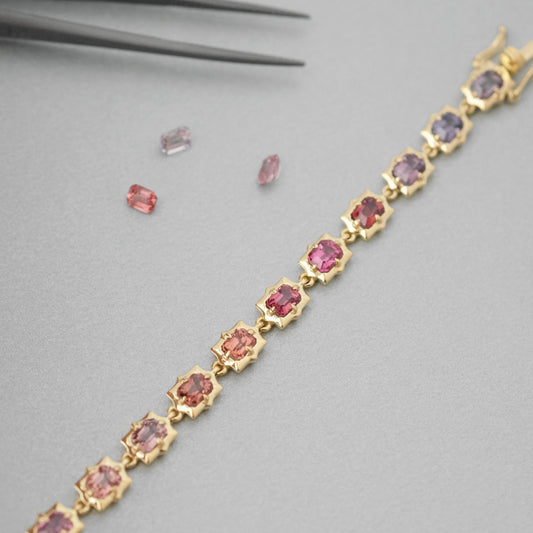 Multicolor Spinel Bracelet in 18k Yellow Gold