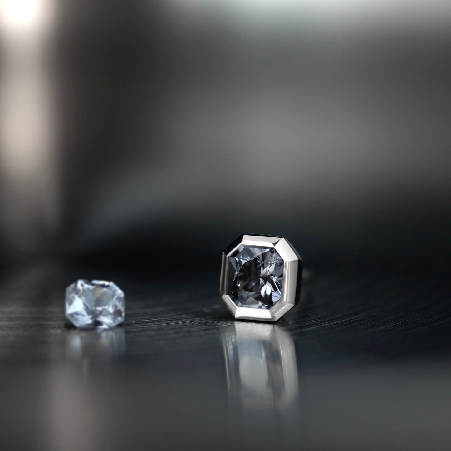 Single Octagon-Cut Spinel Stud Earring