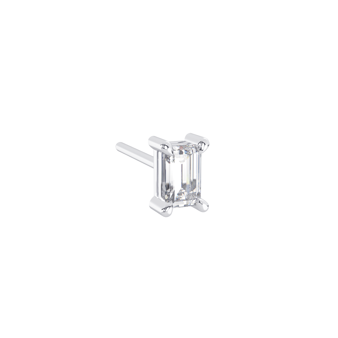 Single Baguette-Cut Diamond Earstud