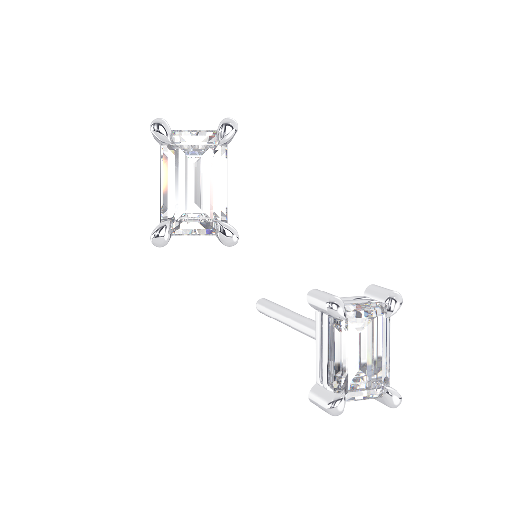 Single Baguette-Cut Diamond Earstud