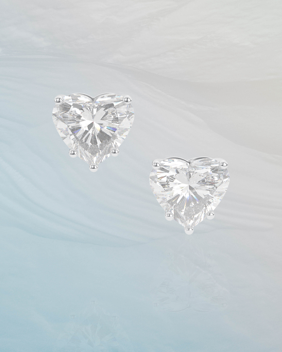 Heart Diamond Stud Earrings