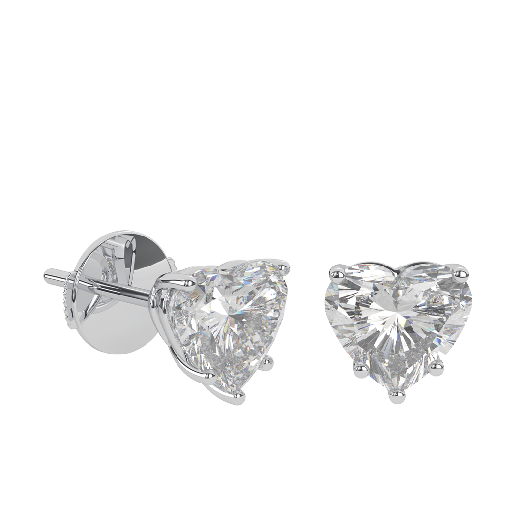 Heart Diamond Stud Earrings